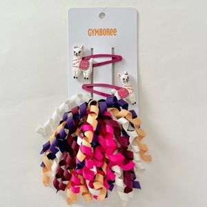 Gymboree Girls Llama Hair Clip Curly Set Fuchsia/White/Purple Color NWT Sz OS